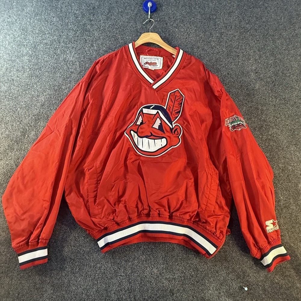 RARE Cleveland Indians Baseball jacket MLB team exclusive pullover / Mens XL